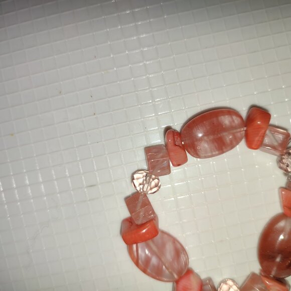 Pink Stones Bracelet Small Hand Wrist Beads Handmade Handcrafted Girls - Picture 3 of 5